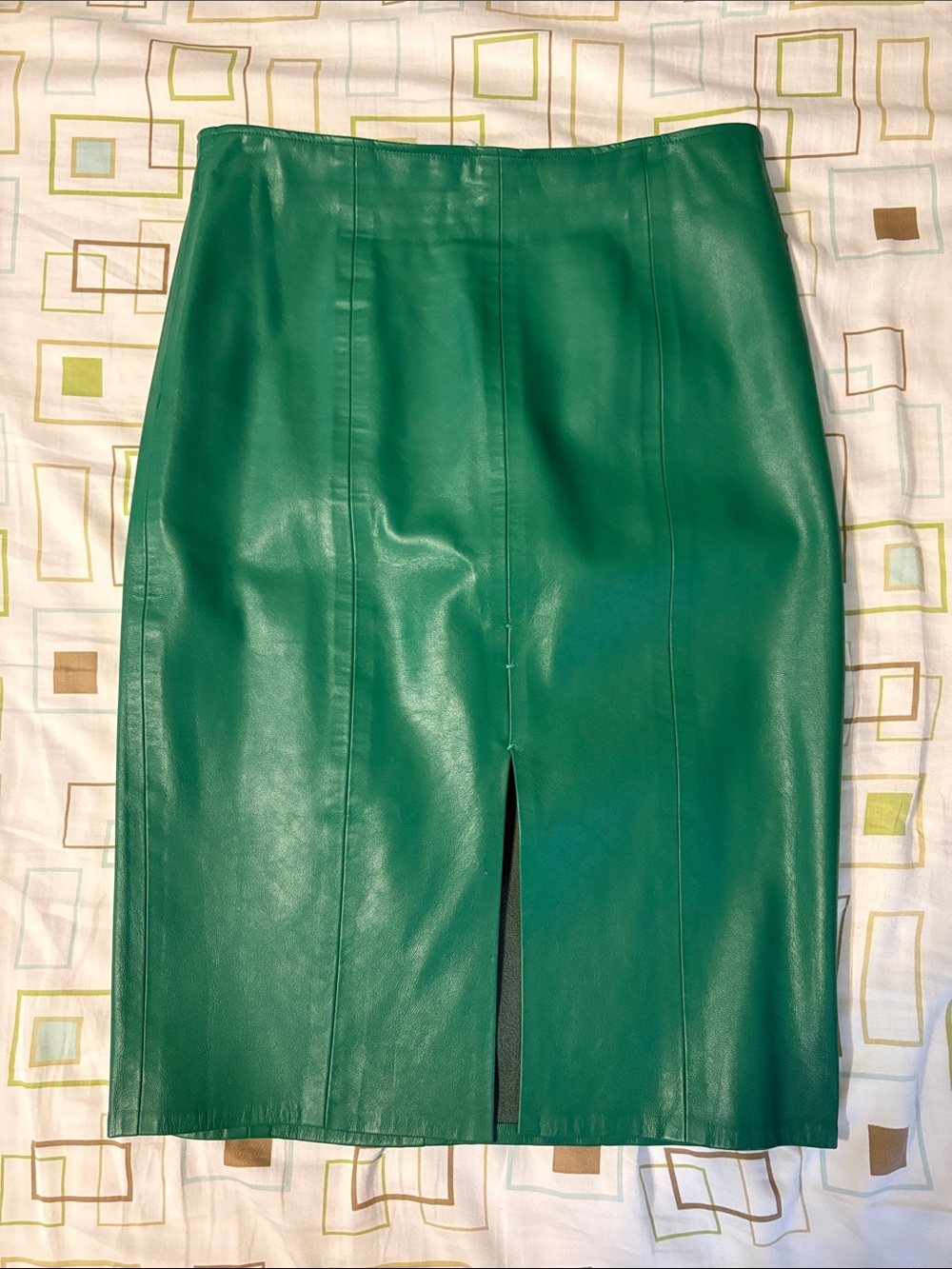 DO+BE Emerald Green Faux Leather Pencil Skirt with Front Slit